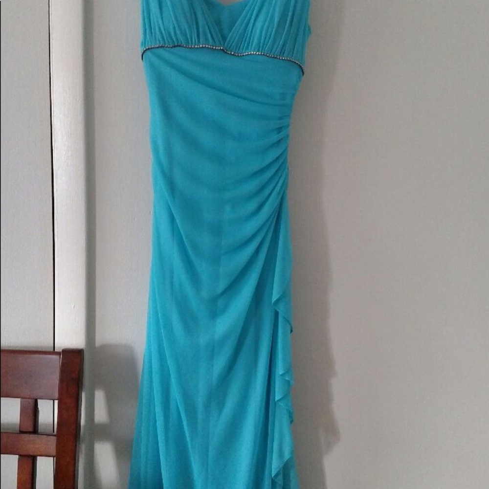 Teal v-neck tank dress